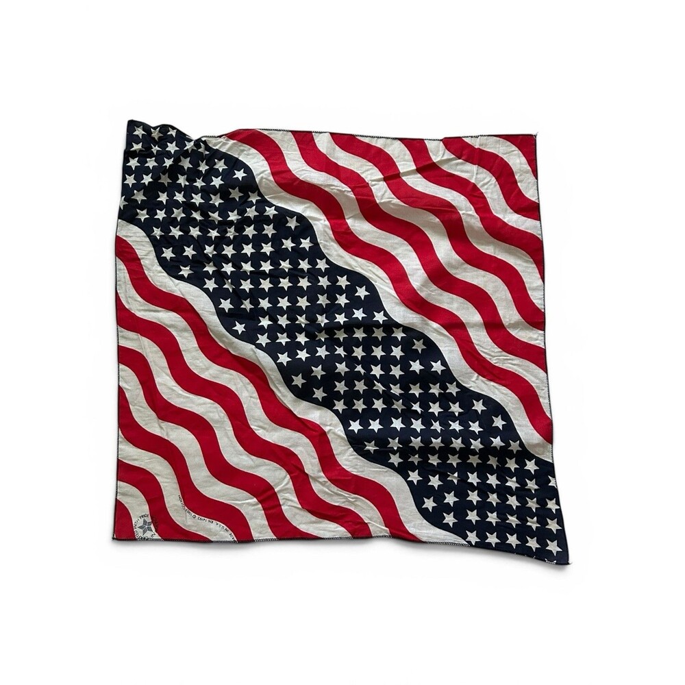 Vtg Made In USA American Flag Bandana 21x21.5 USA Flag